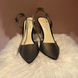 Jessica Simpson Black Slingback Heels with Pointed Toe